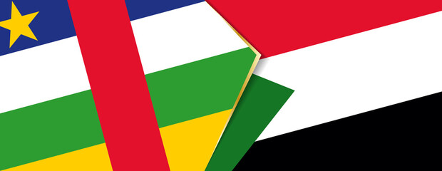 Central African Republic and Sudan flags, two vector flags.