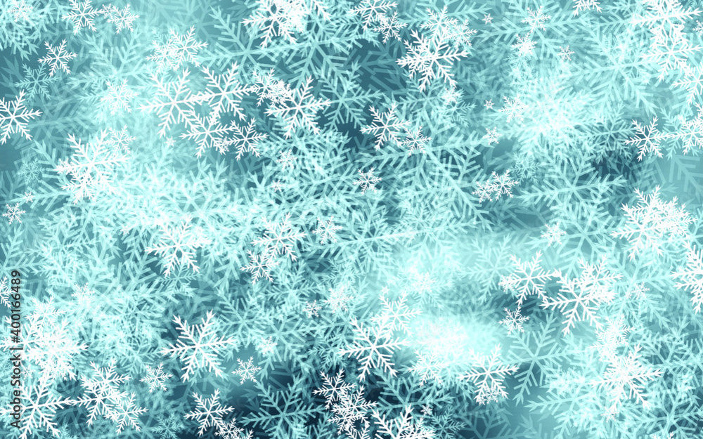 Aufkleber winter blue ice frost background with snowflakes. abstract snowfakes vector background. winter time.