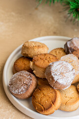 Different Mantecados, Spanish shortbreads, is traditional sweets consumed at Christmas time in Spain
