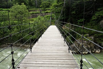Bridge over Takasegawa river at Omachi Dam in Nagano, Japan - 橋 信濃川 大町ダム 長野県 大町市	