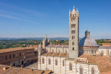 Top view of the Metropolitan Cathedral of Santa Maria Assunta in Siena