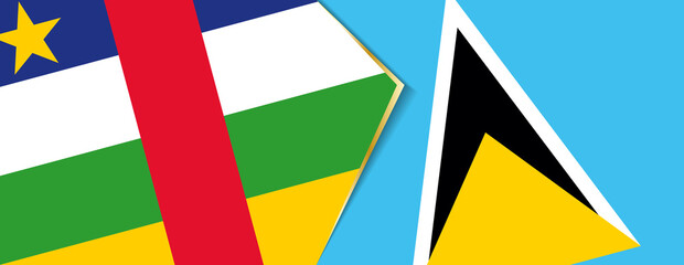 Central African Republic and Saint Lucia flags, two vector flags.