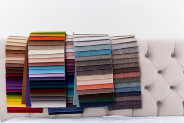 Color samples of a fabric in shop