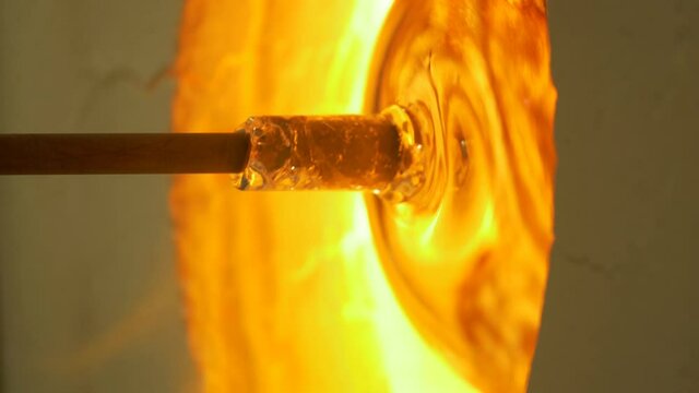 Glass blowing close up. 