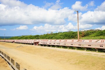 The World longest bench along beach in Ishikawa prefecture, Japan - 世界一長いベンチ サンセットヒルイン増穂 石川県 羽咋郡 志賀町 日本