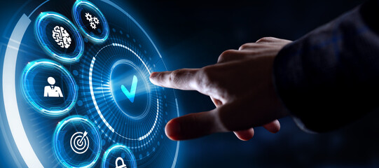 Standard quality control. Certification. Business, technology, internet and networking concept....