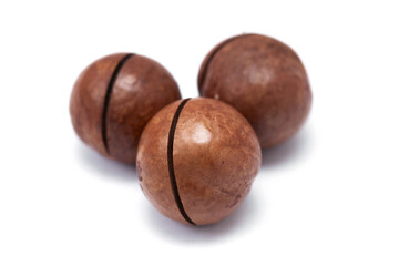 Macadamia nuts isolated on white background