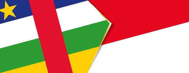 Central African Republic and Indonesia flags, two vector flags.