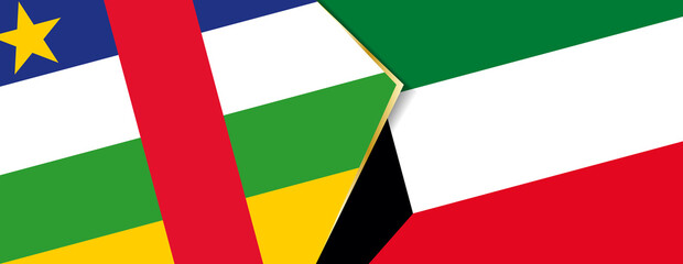 Central African Republic and Kuwait flags, two vector flags.