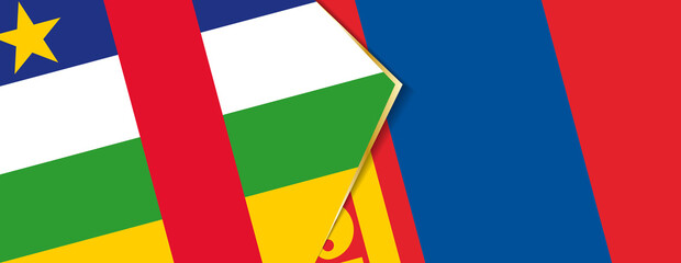 Central African Republic and Mongolia flags, two vector flags.