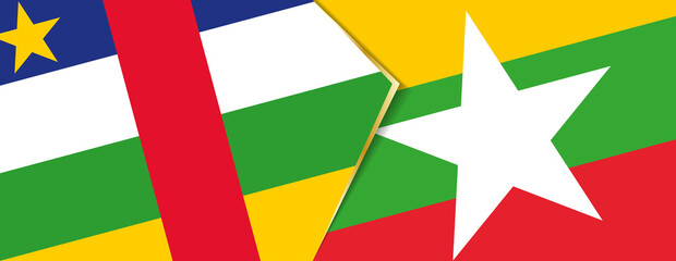 Central African Republic and Myanmar flags, two vector flags.