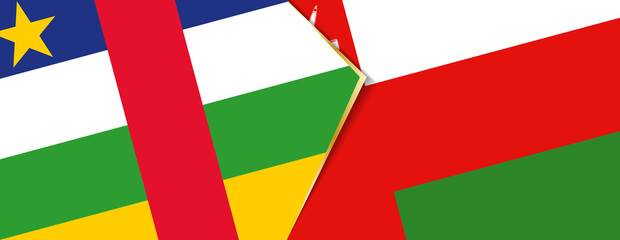 Central African Republic and Oman flags, two vector flags.