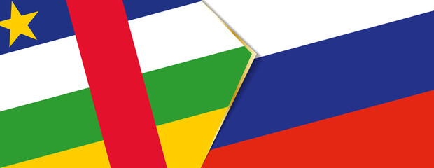 Central African Republic and Russia flags, two vector flags.