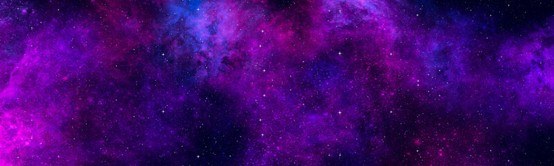 Star field background banner . Glow swirls night sky. Banner