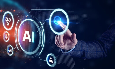 AI Learning and Artificial Intelligence Concept. Business, modern technology, internet and networking concept.