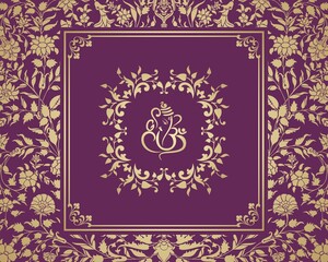 Ganesha, wedding card, royal Rajasthan, India	