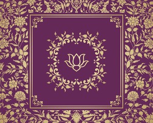 water lily, wedding card design, royal India	