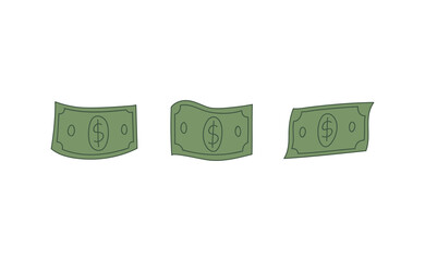Hand drawn dollar bills. Money cash illustration. Hand drawn money symbol.