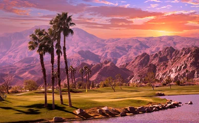 Fotobehang golf courseat sunset  in palm springs, california © photogolfer