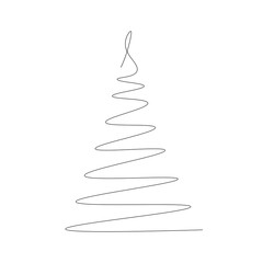 Christmas tree one line drawing, vector illustration	