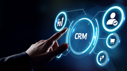 Business, Technology, Internet and network concept. CRM Customer Relationship Management. - obrazy, fototapety, plakaty