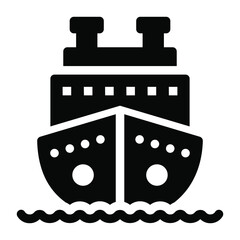 
A loaded vessel, solid icon of shipment boar
