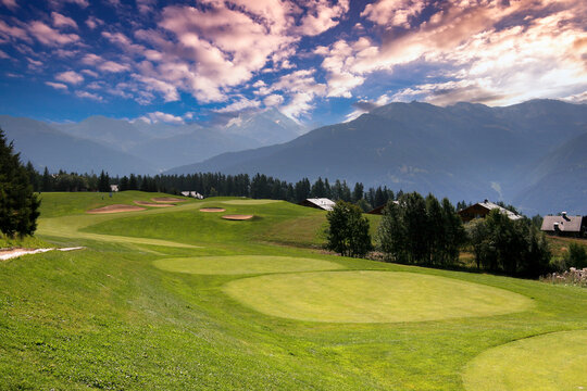 mountain golf course in crans-montana