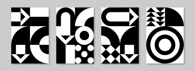 Trendy contemporary set of abstract creative geometric compositions for wall decoration, postcard or brochure cover design in vintage style art.  
EPS10 vector.