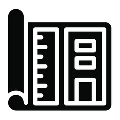
Prototype design on a paper, solid icon of architecture
