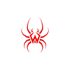 Spider concept with letter W, creative logo design.