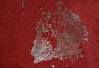 cement wall with ripped red paint - textured background with borders for message, abstract and frame for announcement