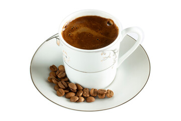 traditional Turkish coffee and coffee beans