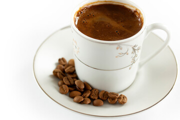 traditional Turkish coffee and coffee beans