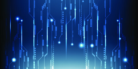 Fototapeta premium Vertical digital tech circuit patterns abstract blue futuristic digital technology background.Vector illustrations.