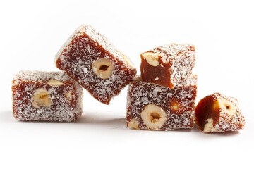 It is located dessert of Adana and Mersin cities in Turkey. Traditional turkish dessert cezerye. Turkish delight.