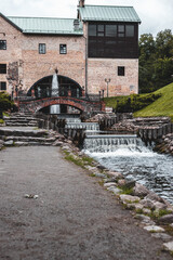 artificial stepped channel with running water. drainage system. mill channel