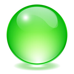 Green glass orb, vector ball illustration