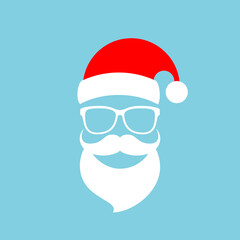 Santa Claus face with red Christmas cap