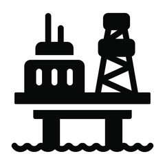 
An offshore oil industry icon in solid design
