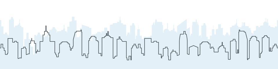 City skyline vector. Silhouette of the city in a linear style. Modern urban landscape. City skyscrapers building. Vector illustration © Роман Ярощук