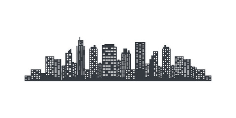 Vector city. Silhouette of the city in a flat style. Modern urban landscape. City skyscrapers building. Vector illustration