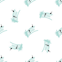 Vector seamless pattern with musical notes and scale