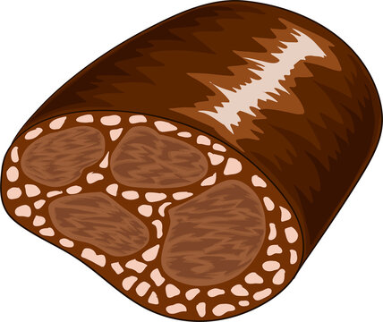 German blood sausage, zungenwurst. Hand drawn cartoon vector illustration.