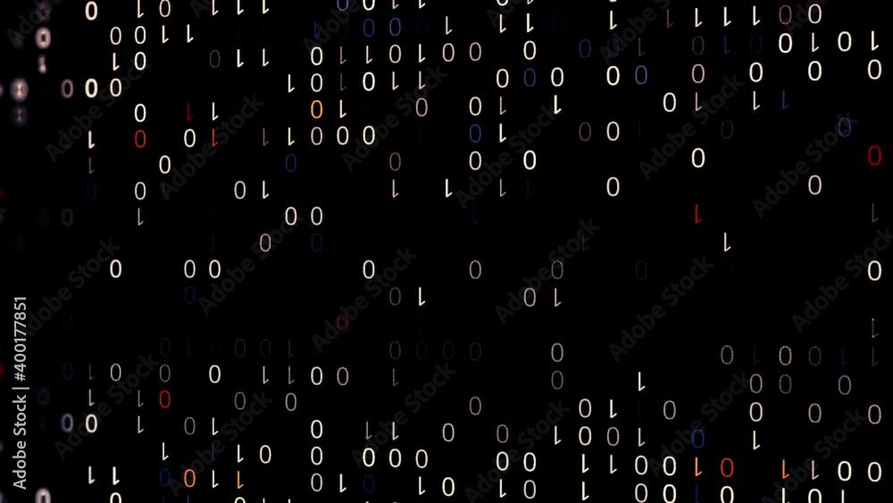 Poster information flow, waves of one and zero numbers on black background, seamless loop. animation. binar