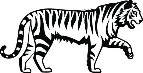 Fototapeta na wymiar Tiger, Chinese horoscope, black and white image, vector.