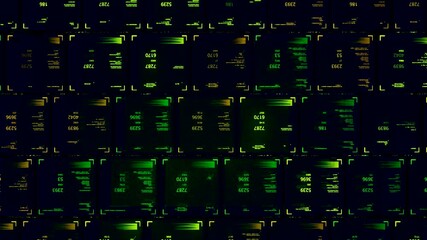 Abstract visualization of data processing on black background, seamless loop. Animation. Results of scanned people with Covid-19 virus during pandemic, concept of medicine and diseases. - Powered by Adobe