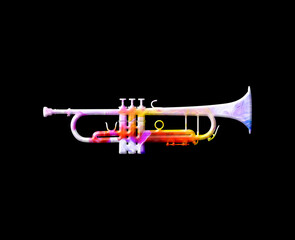 Trumpet music icon Colorful Watercolor graphic illustration
