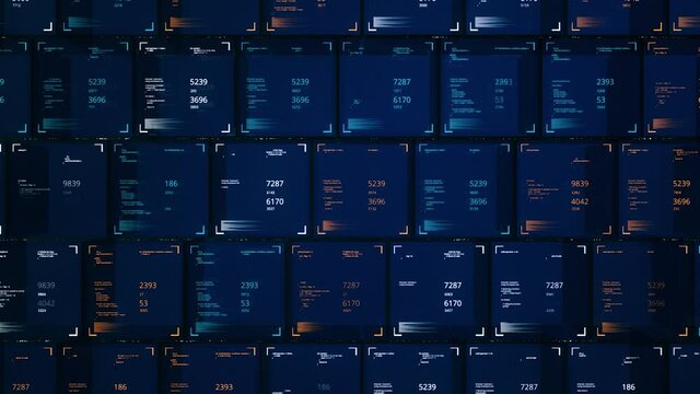 Big genomic data visualization, seamless loop. Animation. Abstract DNA information processing by virtual ai, artificial intelligence.