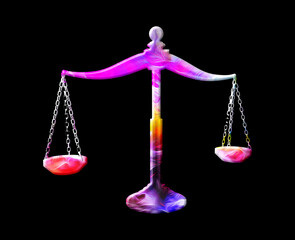 Justice law scale Colorful Watercolor graphic illustration