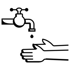 coronavirus Hand-washing concept, Prevention of Coronavirus Disease 2019 (COVID-19) vector icon, hand washing faucet design, Personal hygiene on white background,